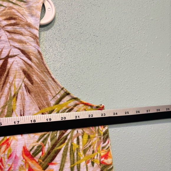J. Jill Relaxed Tropical Print Orange Pink Linen Sleeveless Tank Top Size 2X - Picture 7 of 8